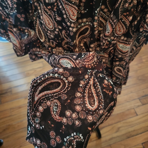 Betsy Johnson Paisley Black and Brown  Faux Wrap Dress sz 4 Boho Festival NWOT - Picture 4 of 7